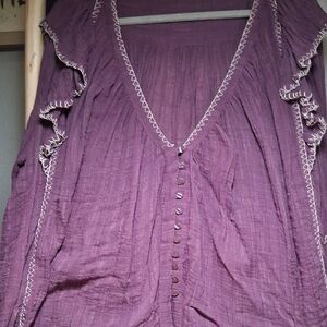 Free People Lavender Button-Down Blouse